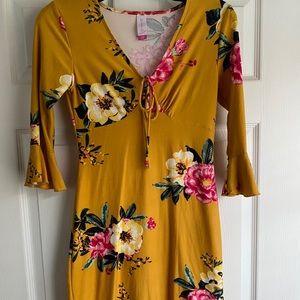Yellow Floral Mini Dress